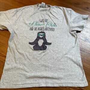 Delta Pro Weight light gray sloth Bitches Whatevered graphic shirt SIZE XL